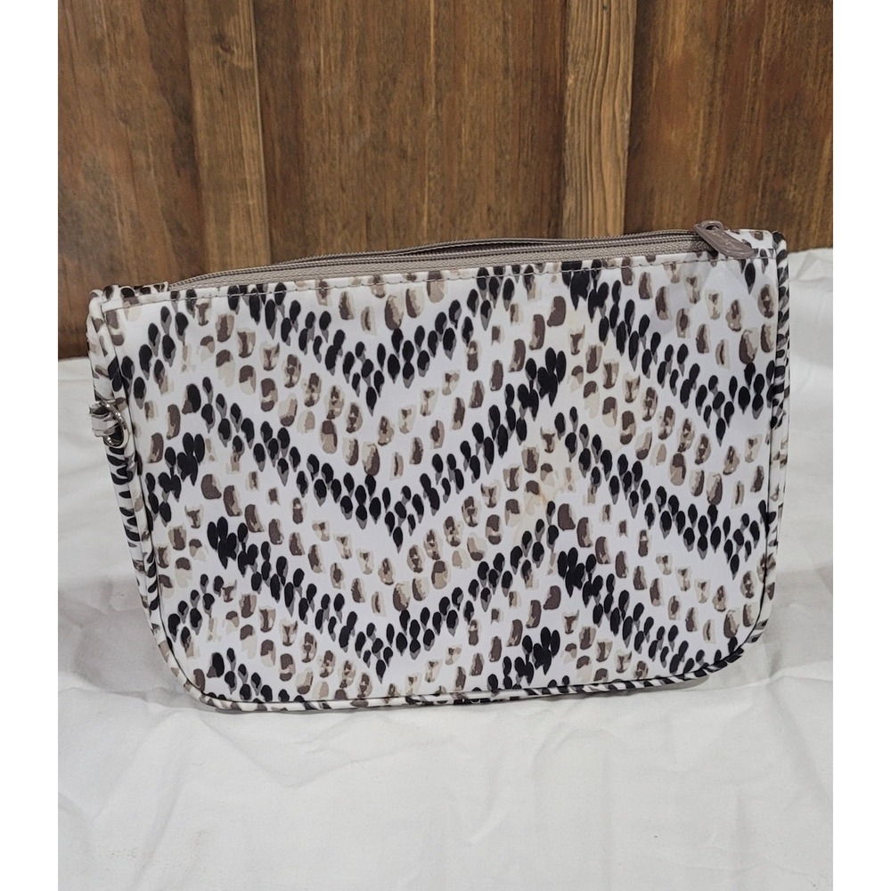 Thirty-One 31 Hello Happy Bag Raindrop Chevron Make Up Pouch Zipper Bag